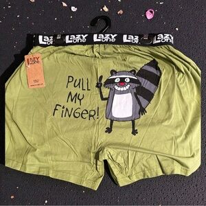 Lazy One Green Men’s Boxers with Raccoon Design, XL